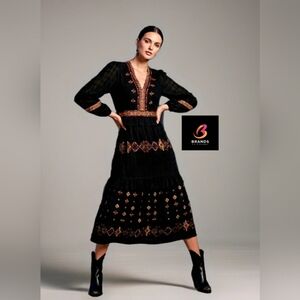 REBA EMBROIDERED Multi-Color DRESS BOHO WESTERN